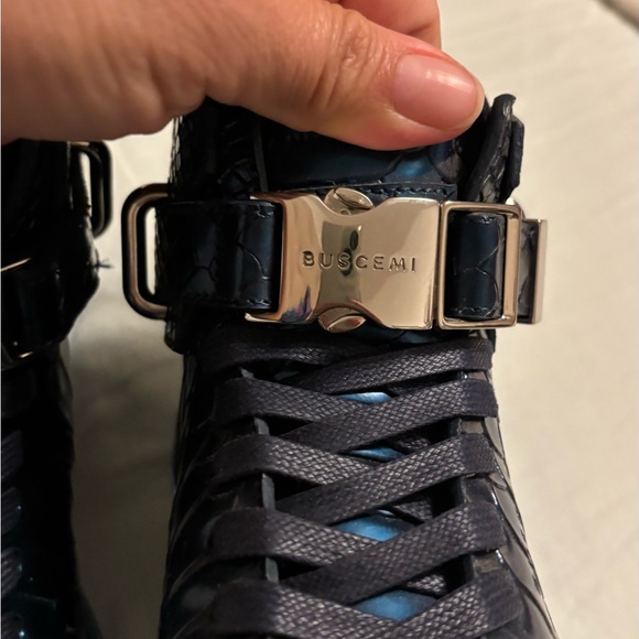 Buscemi Navy Python-Embossed Sneakers - Picture 8 of 9